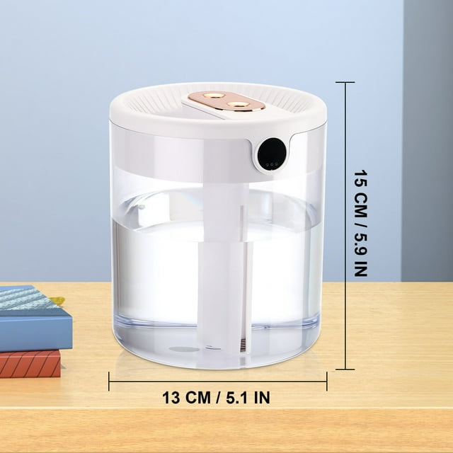 Oyajia Humidifiers for Bedroom, 2L Ultrasonic Cool Mist Humidifiers for Home Baby Nursery & Plants, Lasts Up to 20 Hours, Auto Shut-Off, Double Spray Hole 3 Modes with LED Humidity Display-4614732