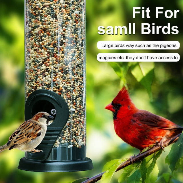 Hanging Feeder Food Dispenser, Water Tube Bird Feeder with Roof Garden Yard Decoration for Bird Watchers Children Outdoor-4069801