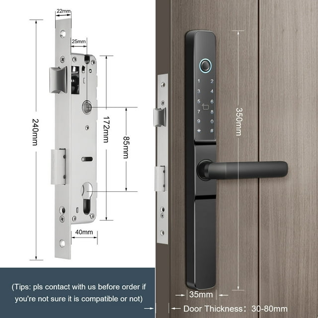 Oyajia Smart Lock, WiFi Keyless Entry Door Lock with Touchscreen Keypad, IP65 Weatherproof, APP Remote Control Smart Deadbolt Lock for Home, Office(Black)-7408322