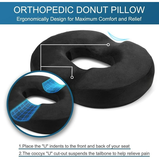 Donut Pillow for Tailbone Pain Relief, Hemorrhoids, Postpartum Pregnancy and After Surgery Sitting Relief, Suitable for Men and Women at Home & Office Chairs-4405095