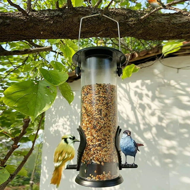 Hanging Feeder Food Dispenser, Water Tube Bird Feeder with Roof Garden Yard Decoration for Bird Watchers Children Outdoor-4069801