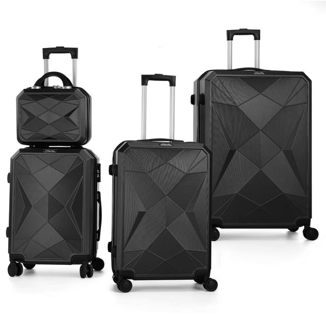 Oyajia Luggage 4 Piece Sets, Hard Shell Luggage Set Expandable Carry-on Luggage Suitcase with Spinner Wheels Durable Lightweight Travel Set for Men Women(14/20/24/28, Black)-9053547