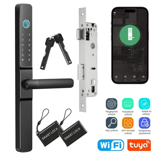 Oyajia Smart Lock, WiFi Keyless Entry Door Lock with Touchscreen Keypad, IP65 Weatherproof, APP Remote Control Smart Deadbolt Lock for Home, Office(Black)-7408322