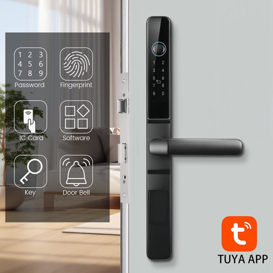 Smart keyless Entry Door Lock - Oyajia Fingerprint Door Knob Lock with APP/IC Key Cards/Passcode/Backup Keys/ Fingerprints with Keypad Handle for Home Hotel Office Apartment Bedroom-BC