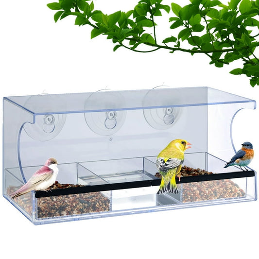 Transparent Acrylic Window Bird Feeder - Enhanced Suction Grip, Bird Watching for Cats, Easy-to-Clean, Outdoor Birdhouse - Perfect for Garden, Yard, & Elderly Viewing-4050449