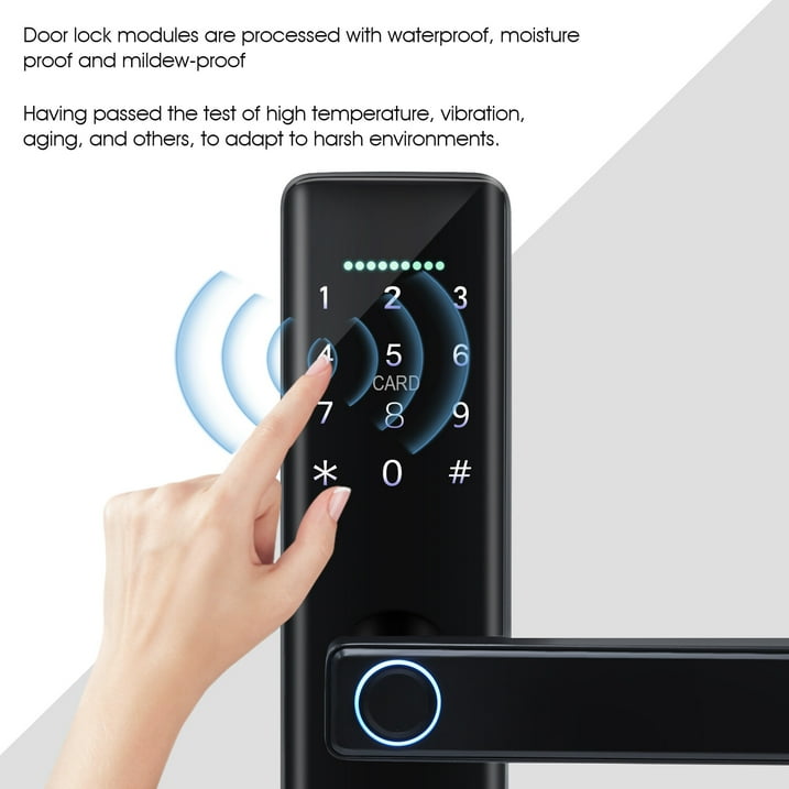 Oyajia Smart Door Lock Handle, Key/Card/Fingerprint/Password/APP Control Door Lock, Keyless Entry Door Lock with Handle for Front Door, Keypad Door Handle-BC