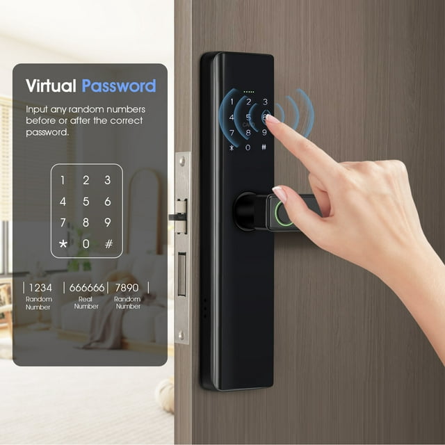 Oyajia Smart Lock, Keyless Entry Door Lock, Fingerprint Deadbolt with Keypad, Smart Deadbolt Lock for Home, Office(Black)-4521303