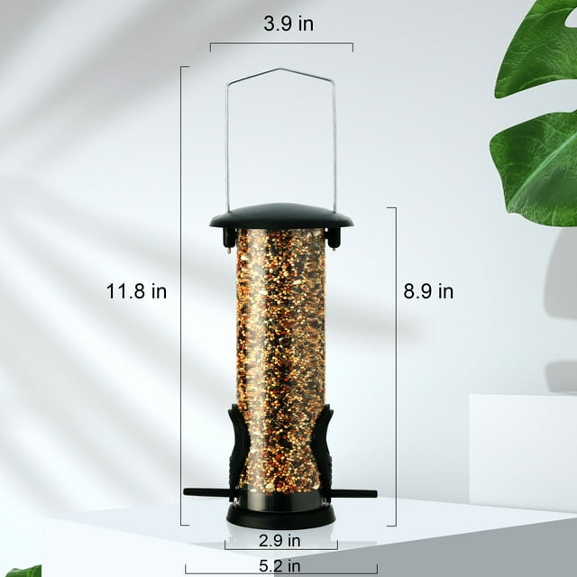 Hanging Feeder Food Dispenser, Water Tube Bird Feeder with Roof Garden Yard Decoration for Bird Watchers Children Outdoor-4069801