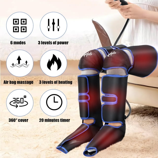 Oyajia Leg Massager for Circulation and Relaxation Foot and Calf Massage with Handheld Controller 3Intensities 6 Modes,for Plantar Fasciitis,Neuropathy Pain, Foot Warmer-4748660