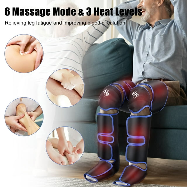 Oyajia Leg Massager for Circulation and Relaxation Foot and Calf Massage with Handheld Controller 3Intensities 6 Modes,for Plantar Fasciitis,Neuropathy Pain, Foot Warmer-4748660