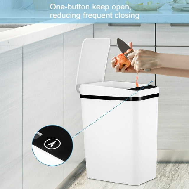 12L Bathroom Trash Can, Trash Cans for Kitchen, Plastic Trash Can with Lid, Smart Touchless-4684653