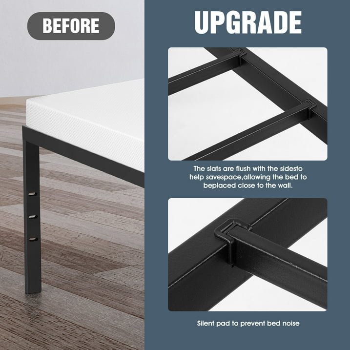 Oyajia Heavy Duty Steel Slat Bed Frame/Anti-Slip Support/Easy Assembly Mattress Foundation/No Noise/No Box Spring Needed/Twin/Black-BC